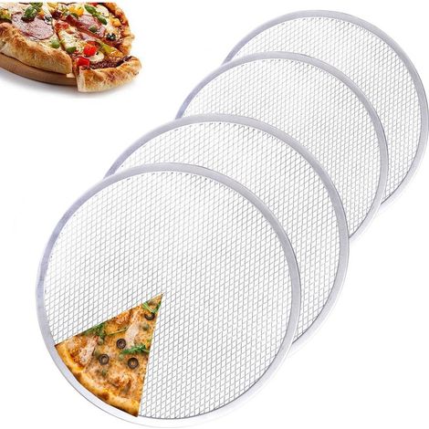 Set di 4 griglie per pizza. Alluminio. Antiaderenti. Rete a maglia fine. Bordo senza giunture. Per forni domestici. (1/5)