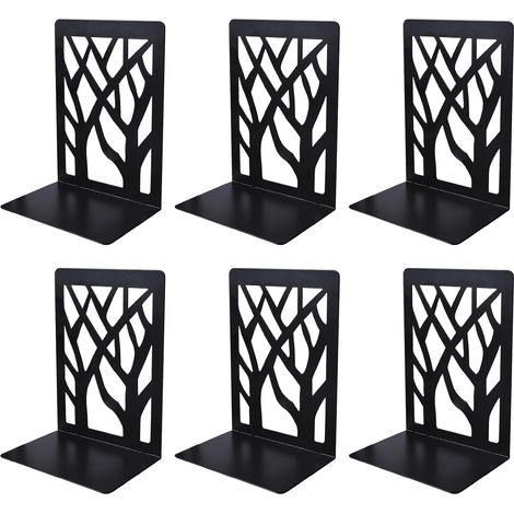 3 Paires/6 Pcs Serre-Livres en Métal, Serre Livres pour Étagères, Cale Livre Metal, Bookend Supports, pour Bureau, Ecole, Maison, Librairie, Séparateurs de Livres, CD, Porte-Dossier (Noir) (1/5)