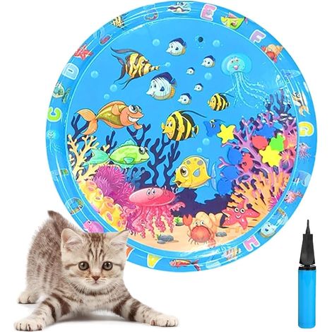 Spielmatte mit Fischmotiv, Wassermatte für Katzen und Hunde, verdickte, strapazierfähige und rutschfeste Spielmatte, langlebig und leicht zu reinigen, geeignet für alle Arten von Haustieren