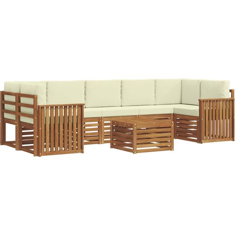 Outdoor Sofa Set 8 pcs Natural and Cream Solid Acacia Wood vidaXL (1/5)
