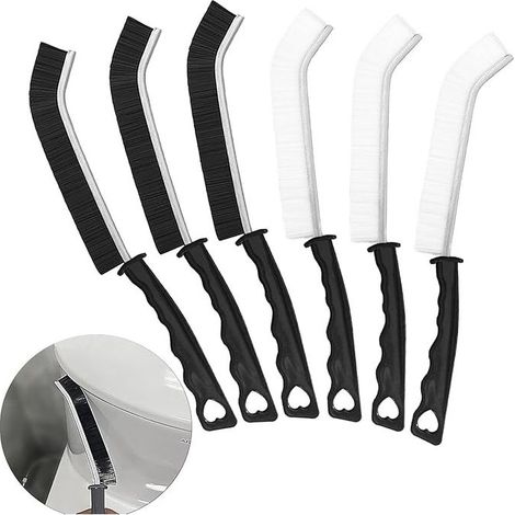 6 Pièces Brosse De Nettoyage des Interstices, Brosse Joint Carrelage Brosse, Multifonction Brosse Nettoyage avec Poignée pour Porte Fenêtre Salle de Bain Cuisine Anti Rouille (3 Noir + 3 Blanc (1/5)