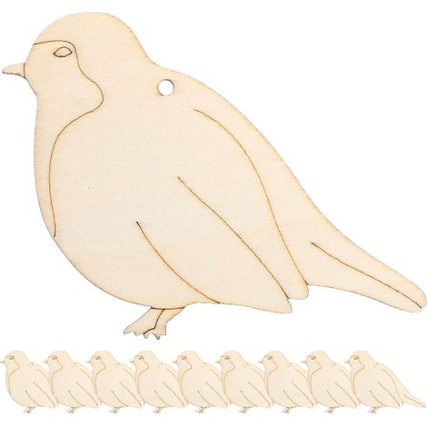 Lot de 10 décorations de Noël en bois à suspendre, motif adorable d'oiseau, avec corde en chanvre, pour sapin, maison ou jardin.-104.80.2cm