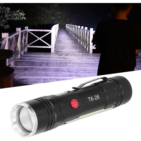 Lampe torche miniature T6 haute puissance à zoom longue portée, lampe torche multifonctionnelle, rechargeable par USB, étanche, magnétique, lampe de travail, lampe d'entretien, lampe de camping, lampe (1/5)