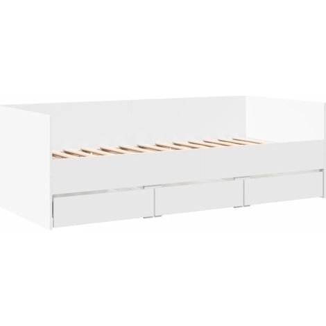Sofá cama con cajones sin colchón blanco 90x190 cm vidaXL