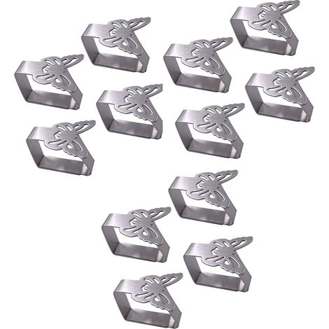 Lot de 12 pinces à nappe en acier inoxydable dimensions 4,8 x 1,2 x 4,2 cm pour maintenir les nappes sur table et mobilier de jardin intérieur et extérieur couleur argentée (1/5)