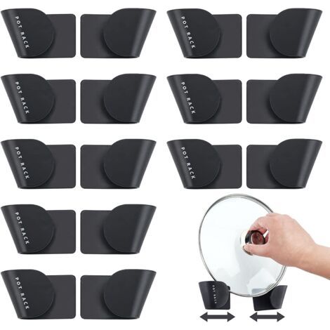 PA Verstellbarer Topfdeckel-Organizer für Schranktüren, Küchenorganisation, Topfdeckelhalter, Küchentipps, Topfdeckel-Organizer in der Schranktür, an der Wand montierter Topfdeckelhalter, Set sch (1/4)