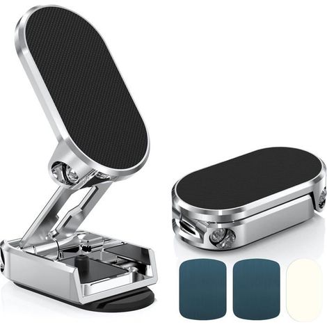 Support de téléphone rotatif 360° en métal - Compatible tous téléphones - Noir/Argenté (1/4)