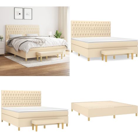 Boxspringbett mit Matratze Creme 180x200 cm Stoff - Boxspringbett - Betten - Schlafräume - Cremefarbenes Bett - Doppelbett - Home & Living (1/5)