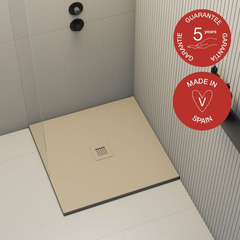 Receveur de douche Poalgi, extraplat, beige Albero, L.90 x l.90 cm, finition sable, série Hos's