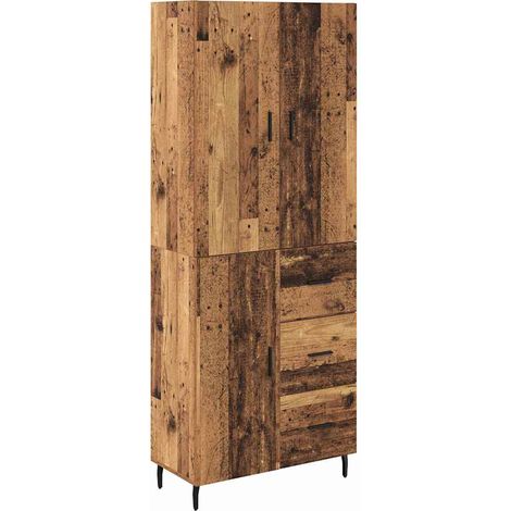 2 pcs Armoires Hauts de rangement - Armoires De Chambre Bois Ancien Bois Aggloméré et Verre fr6760 - Maison La Vie (1/5)
