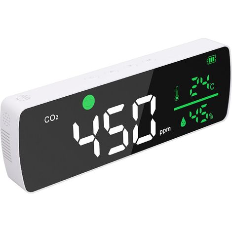 CO2-Monitor Ferninfrarot 400 bis 5000 ppm Genaue Messung -10 °C bis 50 °C mit USB-Ladefunktion für Räume und Büros (1/5)