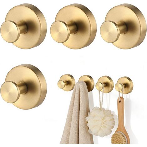 Paquete de 4 ganchos con ventosa，Para cocina y baño，Soportes para toallas con ventosas，No requiere perforación，6 x 6 x 4,5 cm，Plateado (1/5)