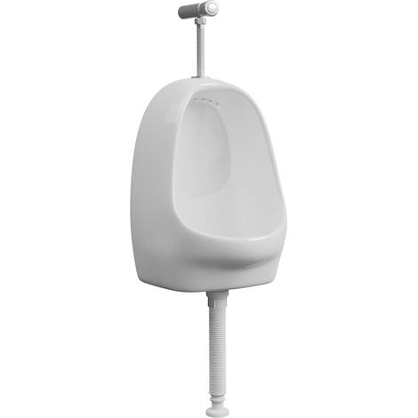 Urinoir suspendu avec valve de chasse d'eau Céramique Blanc (1/5)