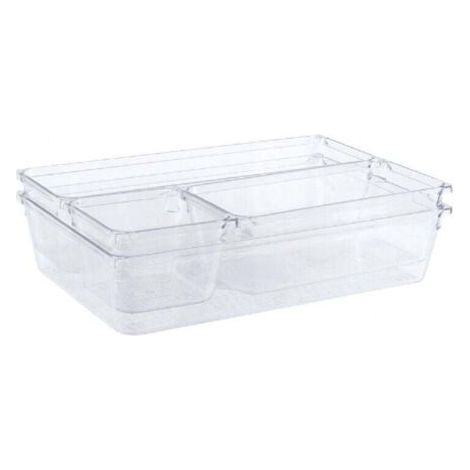 Boite Stockage pour Tiroir, Grand Bac Plastique pour Couverts et Autres Accessoires, Transparent,ensemble de 4 pièces