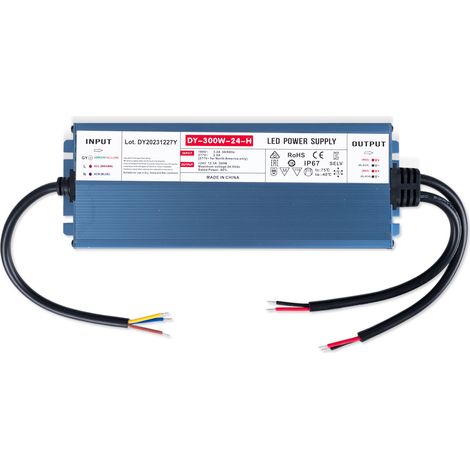 Alimentation LED 24V étanche 300W extra-plate - 12.5A - IP67 (1/4)