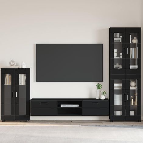 vidaXL Credenza FLORIN 55,5 x 29 x 100 cm Nero Legno