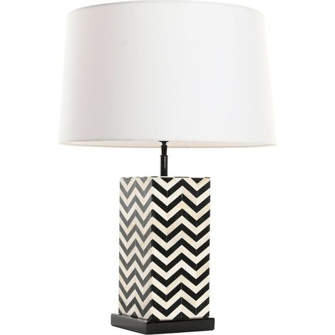 Lampe de table design blanc noir motif chevron résine acier - Blanc et noir motif chevron (1/5)