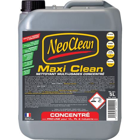 Nettoyant multi-usages concentré MAXI CLEAN - bidon de 5 litres - Ce produit de marque NEOCLEAN est neuf.