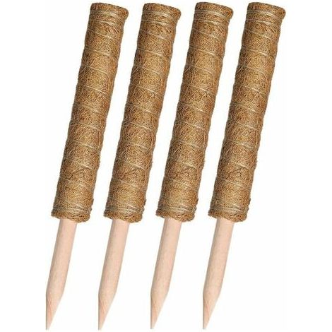 Tutori per piante in fibra di cocco da 16 pollici - Confezione da 4 supporti in fibra di cocco per piante rampicanti, da interno e da esterno - Tinta marrone. (1/5)