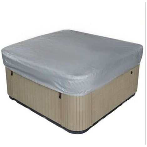 Couverture de Spa extérieure Couverture de Spa carrée Housse de Spa imperméable en Tissu Polyester 190T Anti-poussière Anti-UV avec Sac de Rangement, Gris 207 × 207 × 30 cm (1/3)