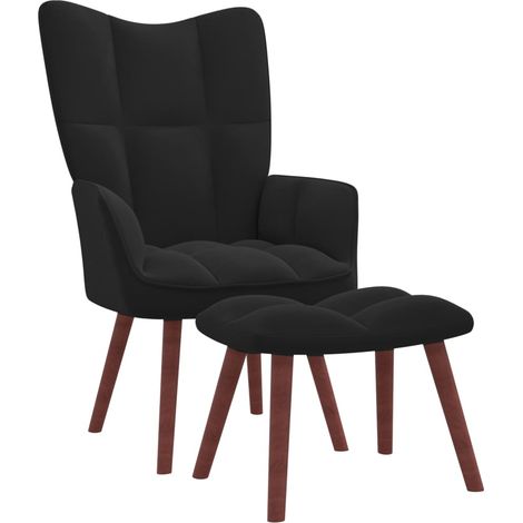 Chaise de relaxation avec repose-pied Fauteuil relax - Noir Velours BonneVie-67682 (1/5)