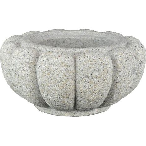 Vasca rotonda cinese a fior di loto in pietra Kikubachi (granito rosa) (Tsukubai) scolpita a mano per giardini zen, 60x60xh29 cm - GFW200D60 (1/3)