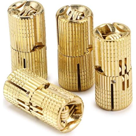 Lot de 4 charnières dissimulées en laiton de 16 mm, charnières dissimulées pour meubles, angle d'ouverture à 180 degrés (1/5)