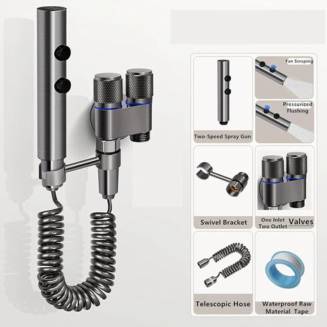 BRAVIX Ensemble de pulvérisateur de bidet, douche portable, fixation de bidet pour toilettes UK, douche musulmane, avec tuyau extensible de 3 m et pulvérisateur à double valve de commande (1/3)