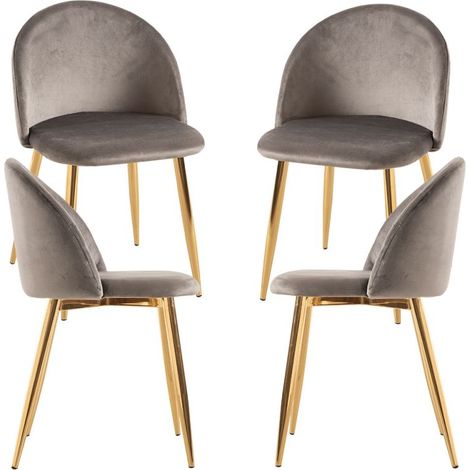 Packs Sillas Comedor - Pack 4 Sillas Vint Terciopelo Golden - Gris claro (1/5)