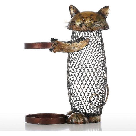Katzenförmige Weinflaschenhalterung, Metallskulptur, Weinregalhalter, praktischer Weinständer, Tischdekoration