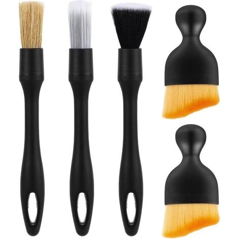 Kit Nettoyage Voiture(5Pcs),Brosse Douce Anti Poussiere Intérieur Cpinceau,Pinceau Detailing Auto Kit de Détail,Brosses à Poussière (1/5)