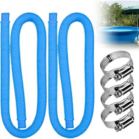 Ersatz-Poolfilterschlauch, 1,5 m mit 4 Metallschlauchschellen, für Aufstellpools, 2er-Pack (blau) (1/5)