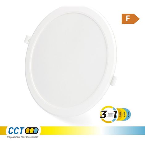 Downlight led empotrable, redondo, 18 w, 3cct, 1820 lm, marco blanco, ø22,3 cm