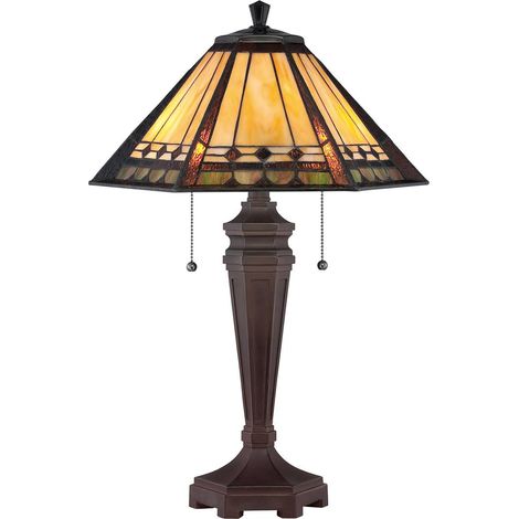 Elstead Arden - 2 leichte Tiffany Schreibtischlampe Bronze, E27 (1/5)