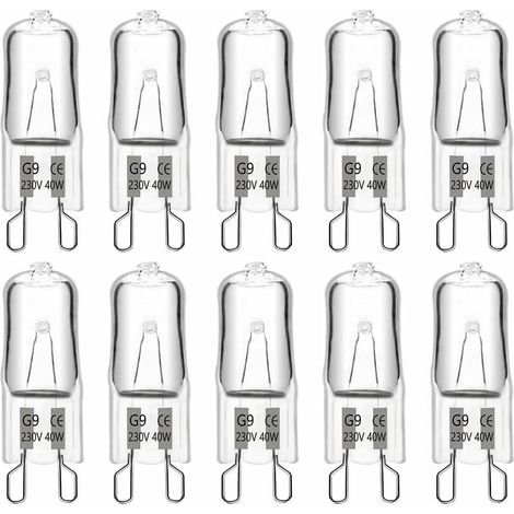 Ampoule Halogene G9 40W 230V, 480LM 2900K Blanc Chaud Dimmable, G9 Ampoules Capsule, pour Lustres, Lampes de Paysage, Appliques Murales, Éclairage d'armoire, Lot de 10-LIAIKI (1/5)