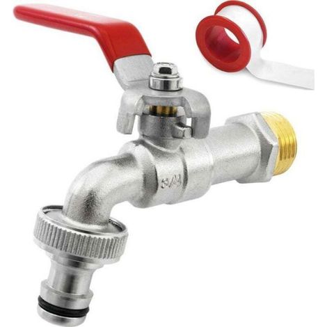 3/4'' Pouce (20/27) Robinet d'eau en Laiton de Qualité Supérieure, Résistant à la Rouille et au Gel + Raccord de Tuyau (1/5)