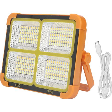 1000-W-Solar-Arbeitsleuchte mit 4 einstellbaren Modi, IP66 wasserdicht, tragbarer Solar-Flutlichtstrahler für den Notfalleinsatz in Garagen und Teichen