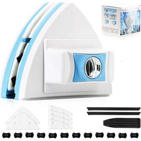 Tergivetro magnetico blu a doppia faccia, regolabile per vetri da 3-30 mm, con corda di sicurezza da 3 m, design anti-pizzicamento per finestrini alti e auto. (1/5)
