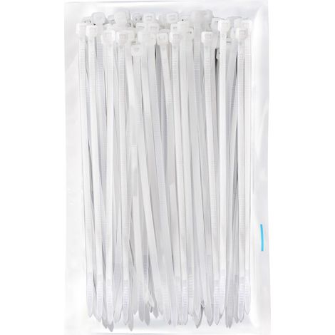 Lot de 100 serre-câbles blancs - 200 mm x 4,8 mm - Résistant aux UV - Résistant aux intempéries - Résistant à la température - 22 kg - Résistance à la traction - Pour l'intérieur, l'extérieur (1/5)