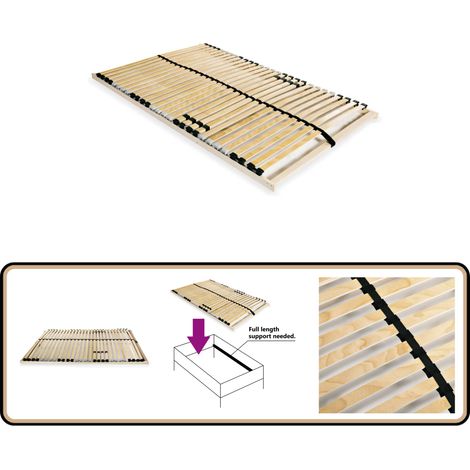 Sommier à lattes sans matelas avec 28 lattes 7 zones 100x200 cm - Sommier À Lattes - Sommier Bois - Lit Double - Cadre Lit - Support Matelas