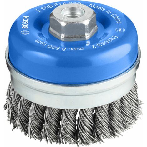Brosse boisseau BOSCH 90 mm fils acier torsadés M14 - 1 608 614 000 (1/5)