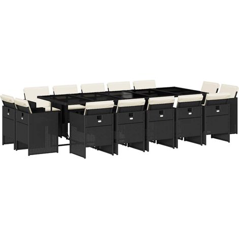 Maison Exclusive - Set comedor de jardín con cojines 15 pzas ratá (1/5)