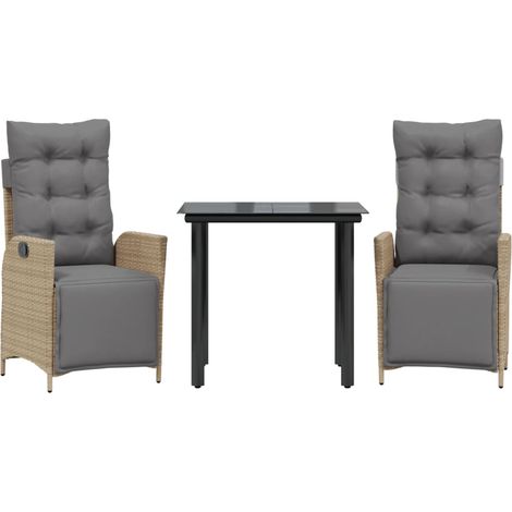 Maison Exclusive - Set Pranzo da Giardino 3 pz con Cuscini Beige Misto Polyrattan (1/5)