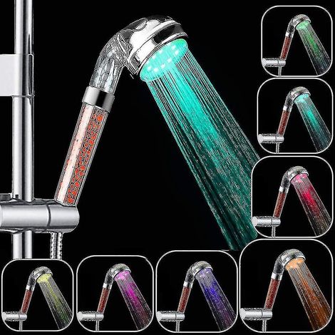 Pommeau de douche LED à changement de couleur et haute pression - Aucune alimentation électrique requise (1/5)