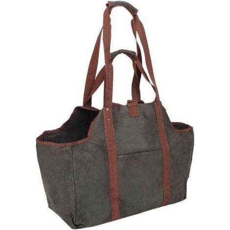 Canvas Log Bag, Large Capacity Log Carrier, Waterproof And Wear-Resistant, Easy To Carry, Canvas Tote Bag For Firewood (1/4)