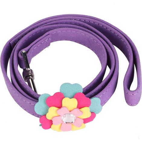 Laisse de traction pour chiot avec motif floral (violette) (1/5)