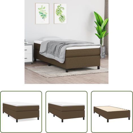 vidaXL Matelas - Cadre de lit à lattes marron foncé 80x200 cm tissu (1/5)