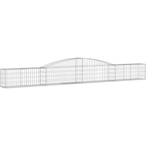 Cerca de jaula de gaviones muro de contención arqueado 400 x 30 x 40/60 cm hierro galvanizado Plata 020040079