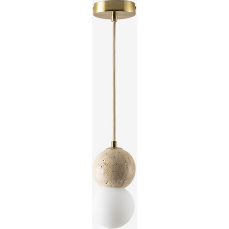 Lampadario Ø10 cm in travertino con sfera di vetro Davise SKLUM            