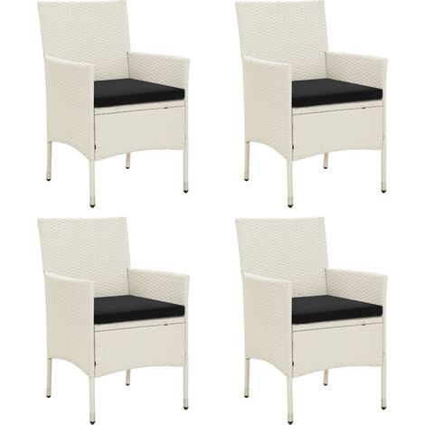 Gartenstühle mit Kissen 4 Stk. Poly Rattan Weiß